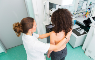 Woman getting a mammogram